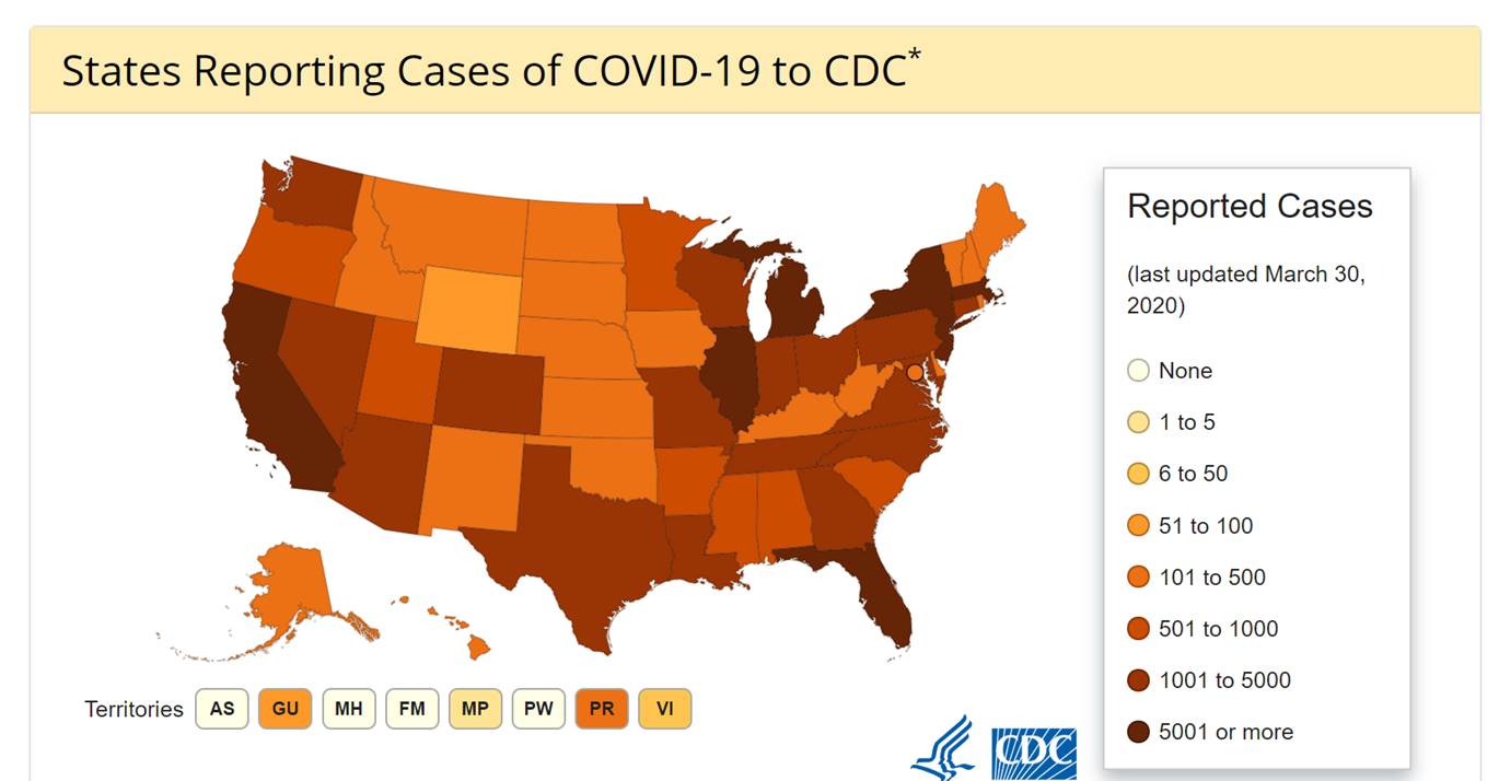 States Reporting Cases of COVID-19 to CDC